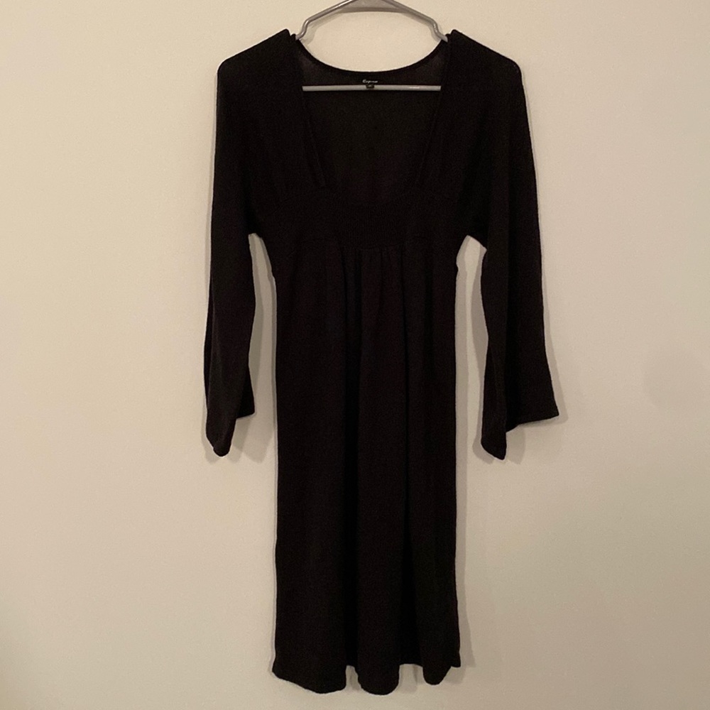 Comfy black long sleeve square neck Express dress